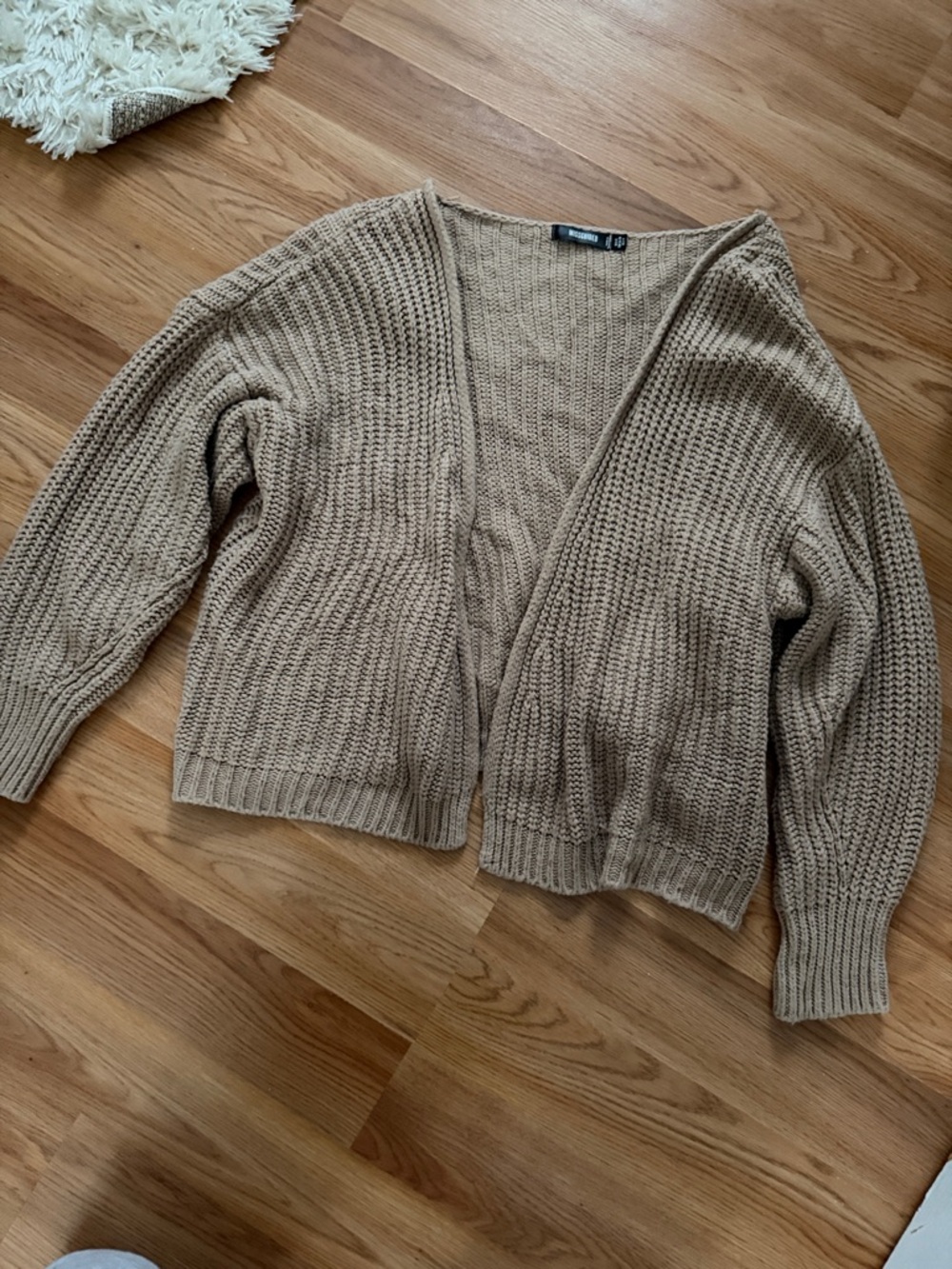 Missguided Tan Open-Front Knit Cardigan